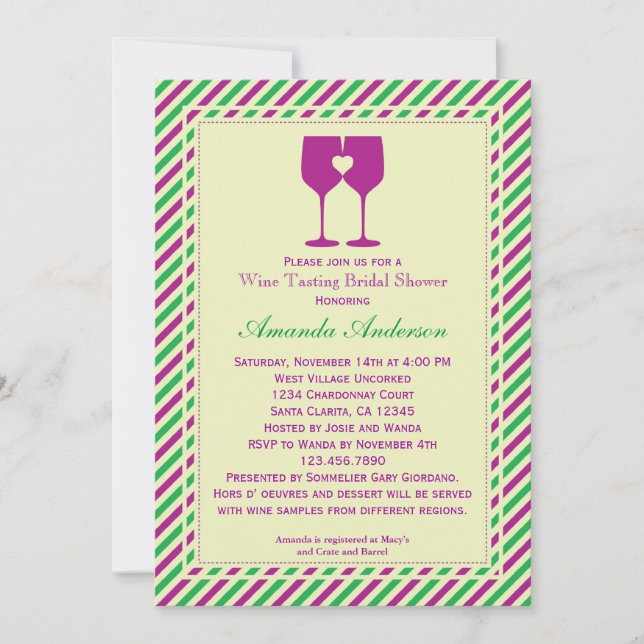 Two Wine Glasses Bridal Shower Invitation (Front)