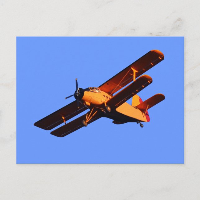 Two Wings Airplane, Old Plane Flying Postcard (Front)