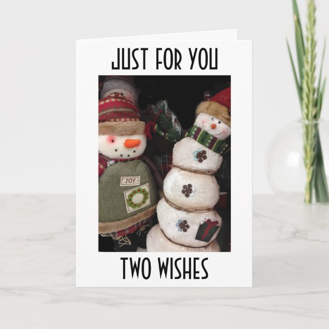 TWO WISHES=HAPPY BIRTHDAY/MERRY CHRISTMAS HOLIDAY CARD (Front)