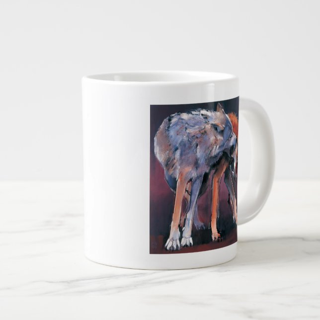Two Wolves 2001 Large Coffee Mug (Front Right)