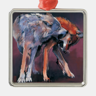 Two Wolves 2001 Metal Ornament