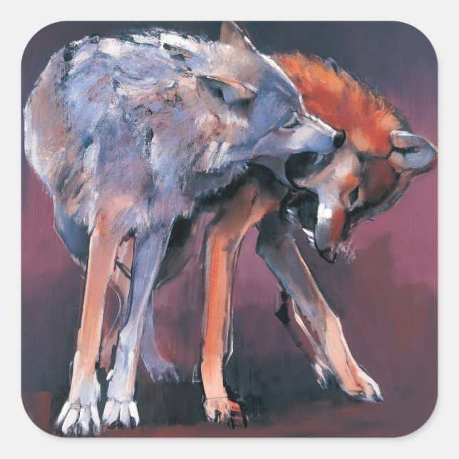 Two Wolves 2001 Square Sticker (Front)