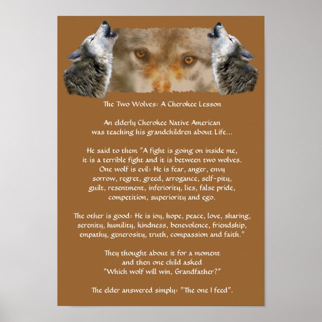TWO WOLVES CHEROKEE STORY Wolf Poster (smaller) (Front)