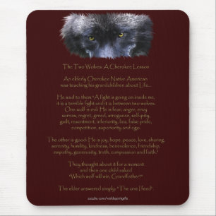 TWO WOLVES CHEROKEE TALE Art Mousepad