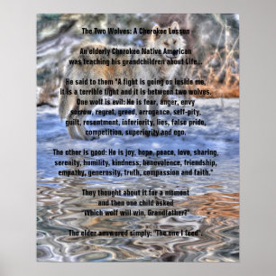 TWO WOLVES CHEROKEE TALE Art Poster