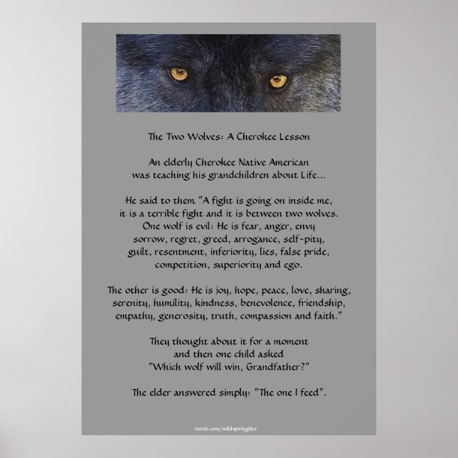 TWO WOLVES CHEROKEE TALE Art Poster (Front)
