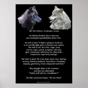 TWO WOLVES CHEROKEE TALE Art Poster