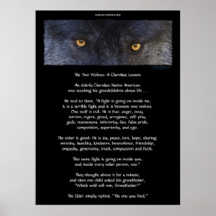TWO WOLVES CHEROKEE TALE Art Poster