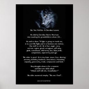 TWO WOLVES CHEROKEE TALE Art Poster