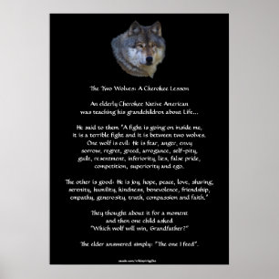 TWO WOLVES CHEROKEE TALE Art Poster