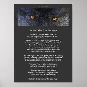 TWO WOLVES CHEROKEE TALE Art Poster