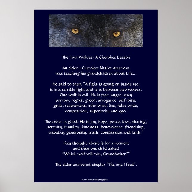 TWO WOLVES CHEROKEE TALE Art Poster (Front)