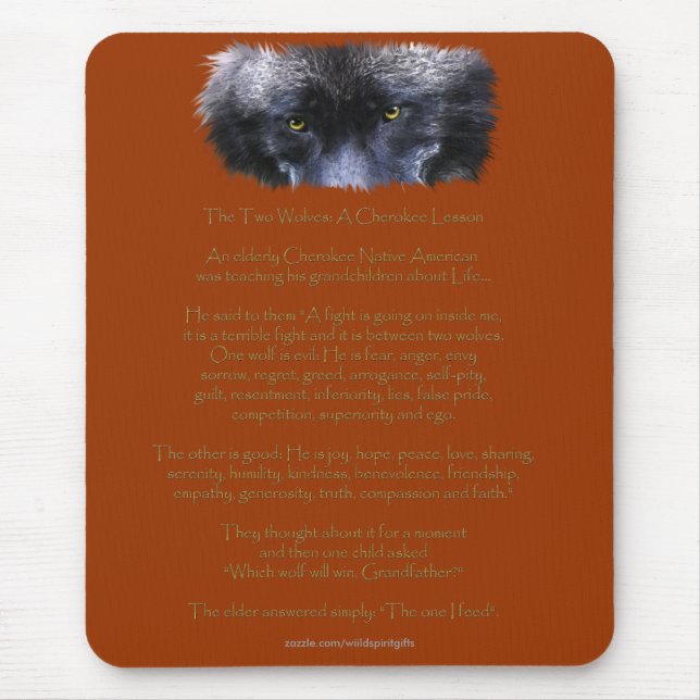 TWO WOLVES CHEROKEE TALE Native American Mouse Pad (Front)