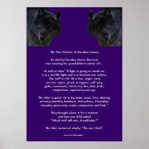 TWO WOLVES CHEROKEE TALE Native American Poster