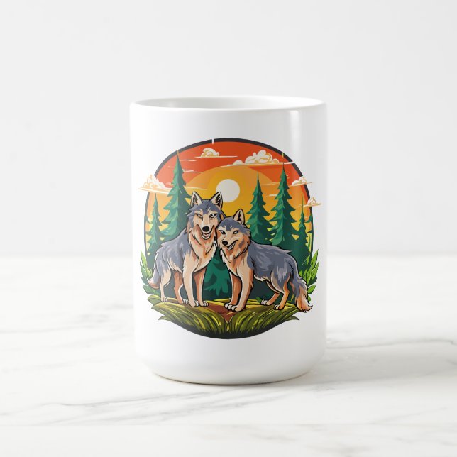 Two wolves coffee mug (Center)