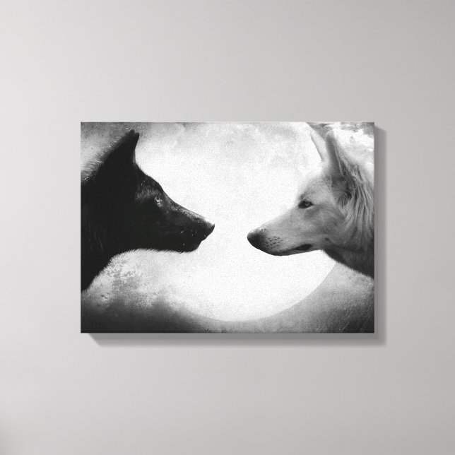Two wolves facing each other canvas print (Front)