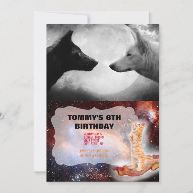 Two wolves facing each other invitation (Front)