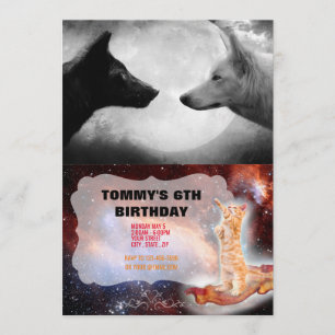 Two wolves facing each other invitation