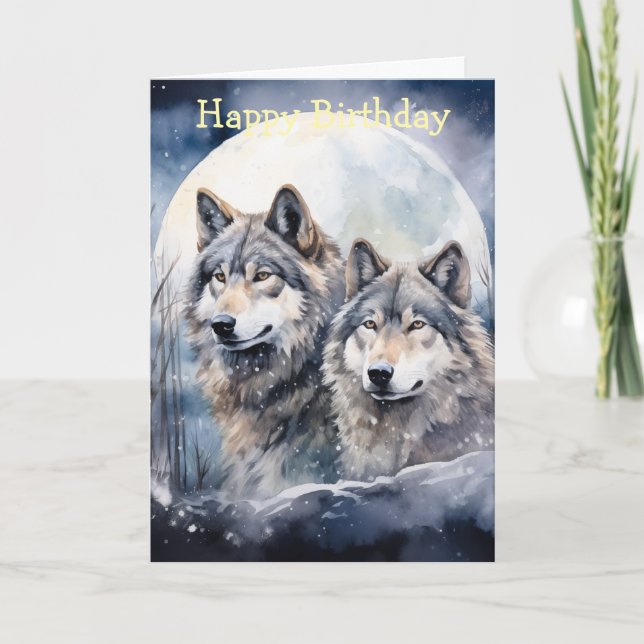 Two Wolves in Winter Card (Front)