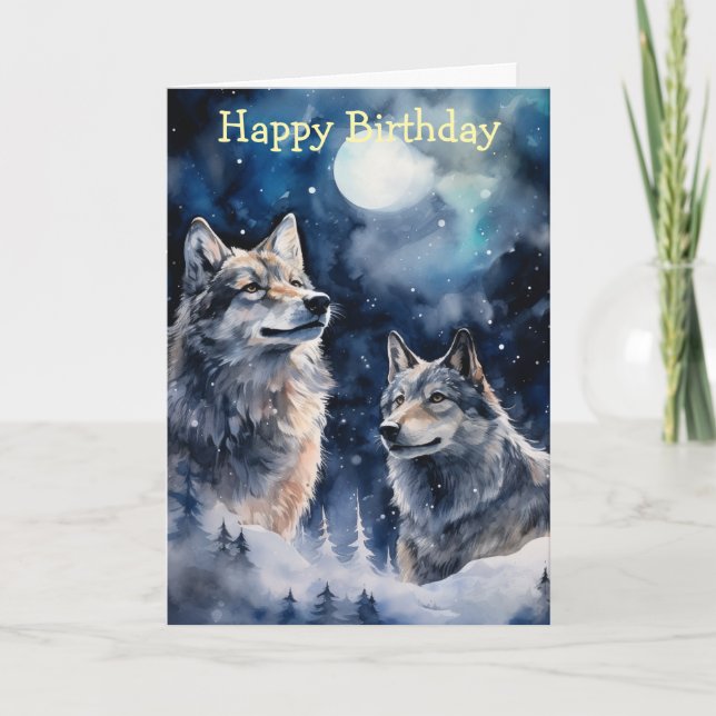 Two Wolves in Winter Card (Front)