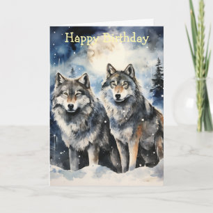 Two Wolves in Winter Card