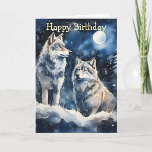 Two Wolves in Winter Card