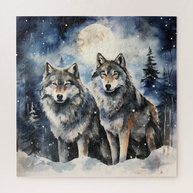 Two Wolves in Winter Jigsaw Puzzle (Vertical)