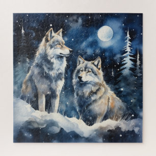 Two Wolves in Winter Jigsaw Puzzle