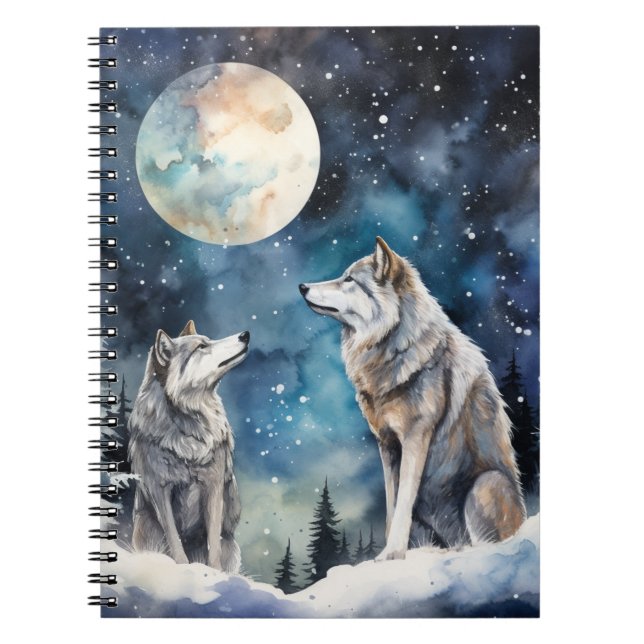 Two Wolves in Winter Notebook (Front)