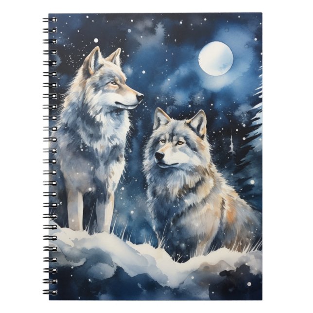 Two Wolves in Winter Notebook (Front)