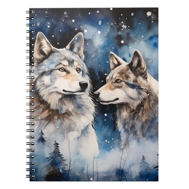 Two Wolves in Winter Notebook (Front)