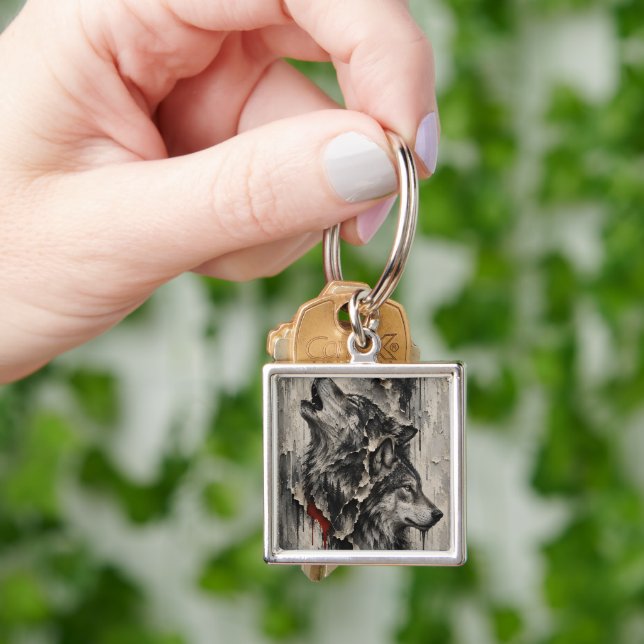 Two Wolves, One Heart Keychain (Hand)