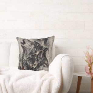 Two Wolves, One Heart Throw Pillow