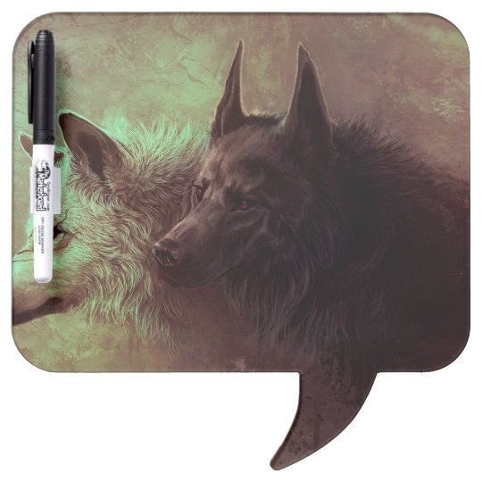 two wolves - painting wolf dry erase board