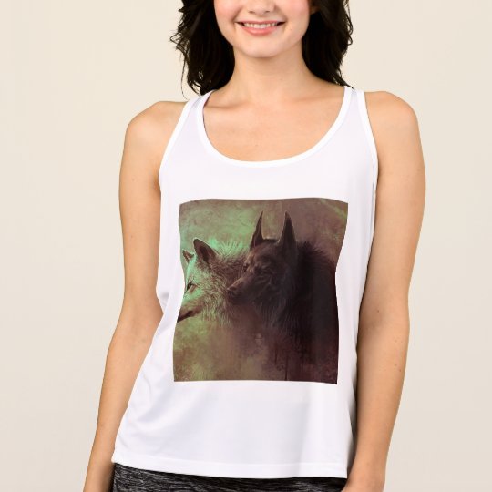 two wolves - painting wolf tank top
