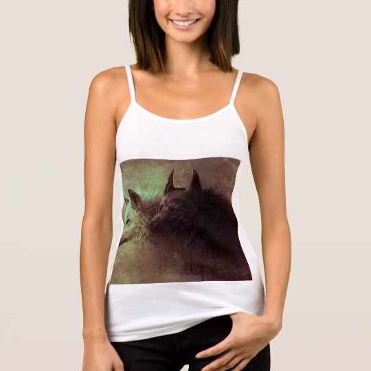 two wolves - painting wolf tank top
