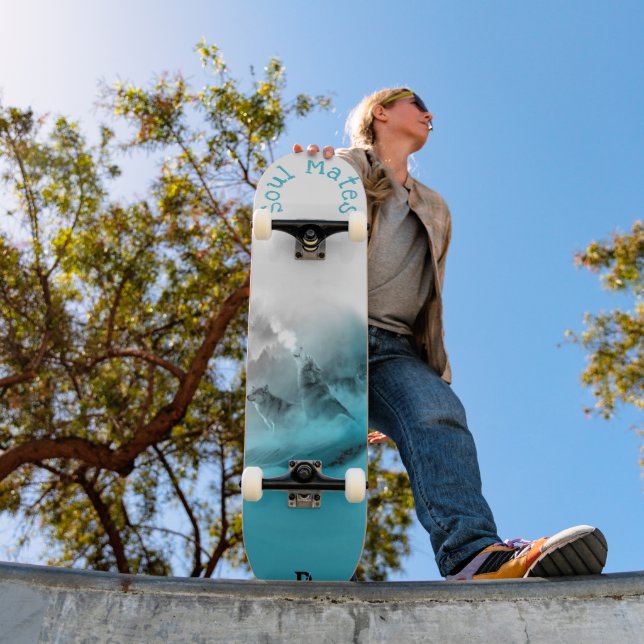 Two Wolves Soul Mates Dd Brand  Skateboard (Outdoor 1)