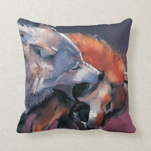 Two Wolves Throw Pillow
