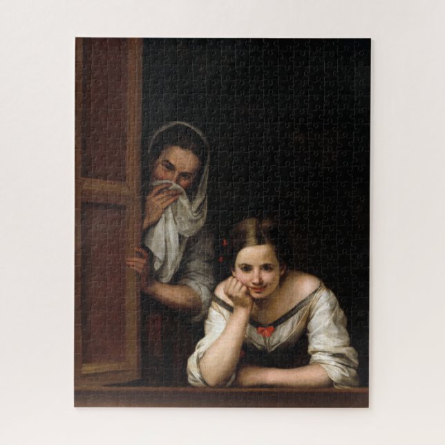 Two Women at a Window by Bartolome Esteban Murillo Jigsaw Puzzle (Vertical)