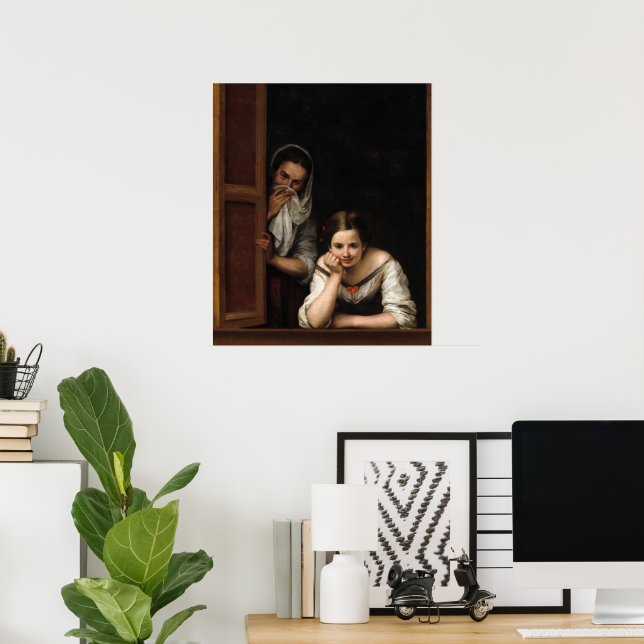 Two Women at a Window by Bartolome Esteban Murillo Poster (Home Office)