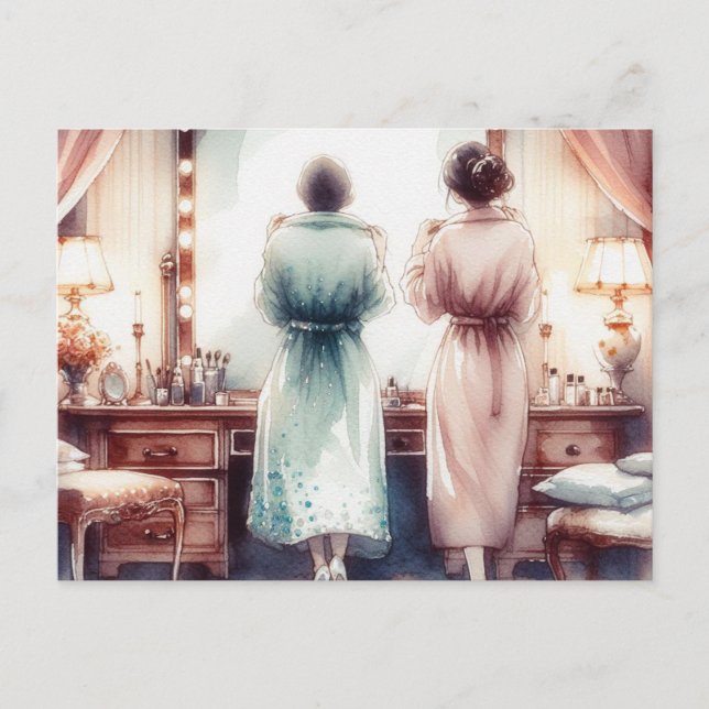 Two Women at the Mirror Postcard (Front)