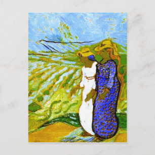 Two Women Crossing Fields Van Gogh Fine Art Postcard