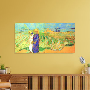 Two Women Crossing the Fields by Vincent van Gogh Canvas Print