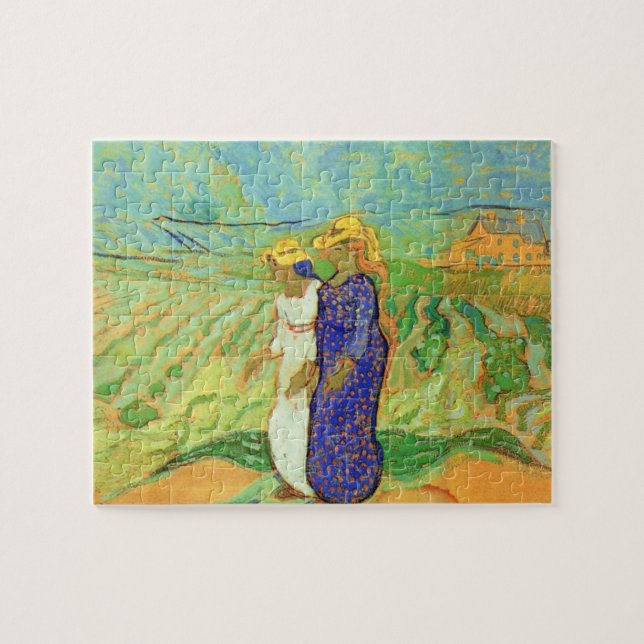 Two Women Crossing the Fields by Vincent van Gogh Jigsaw Puzzle (Horizontal)
