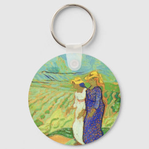 Two Women Crossing the Fields by Vincent van Gogh Keychain