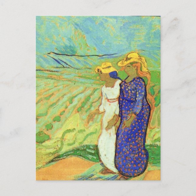 Two Women Crossing the Fields by Vincent van Gogh Postcard (Front)