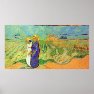 Two Women Crossing the Fields by Vincent van Gogh Poster