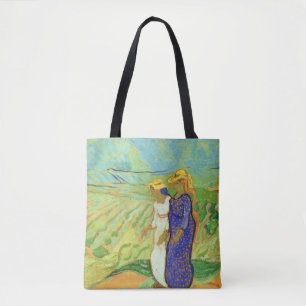 Two Women Crossing the Fields by Vincent van Gogh Tote Bag