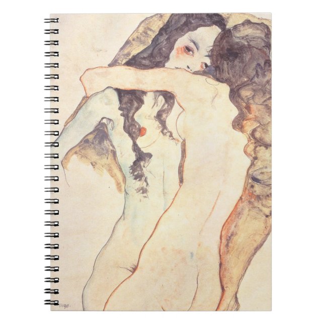 Two Women Embracing Egon Schiele Notebook (Front)