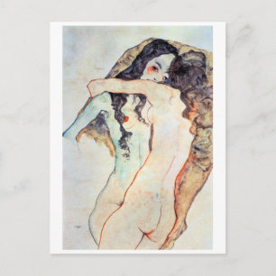 Two Women Embracing   Egon Schiele   Postcard
